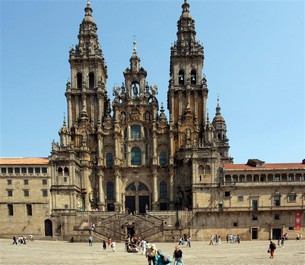 Den berömda katedralen i Santiago de Compostela
