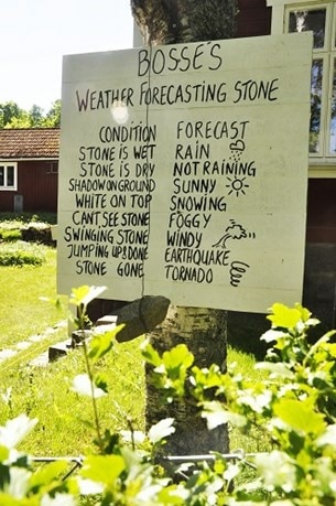 Bosses väderskylt får många besökare att dra på smilbanden.