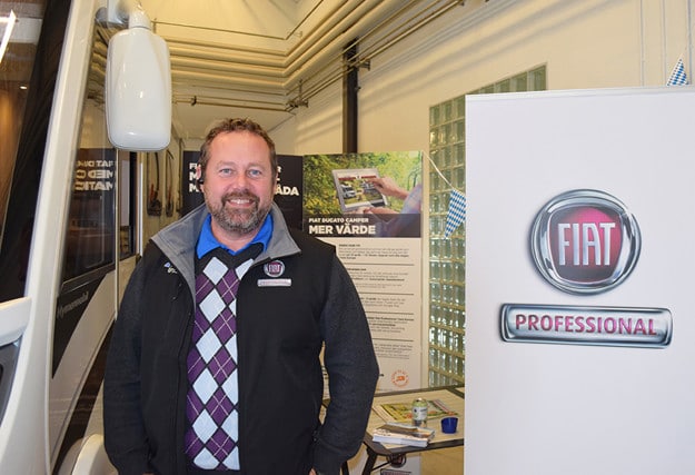 Rickard Dahlvig från Fiat Chrysler Automobiles informerade bl a om Fiats husbilsförsäkring. 