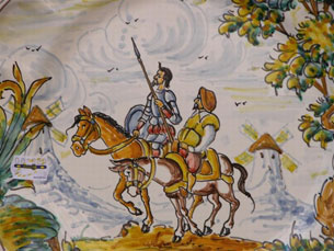 Don Quijote och hans vapendragare finns på många platser. Romanen anses vara världens första moderna roman.