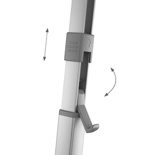 Patenterat Easy Lock Flippet-system för att säkra stödbenen. 