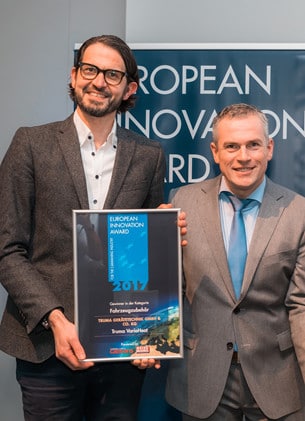Marknadsföringschef Jürgen Messmer tog emot “European Innovation Award 2017“ på CMT.