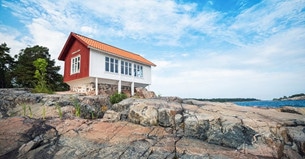Albert Engströms ateljé på klippan vid Ålands hav.